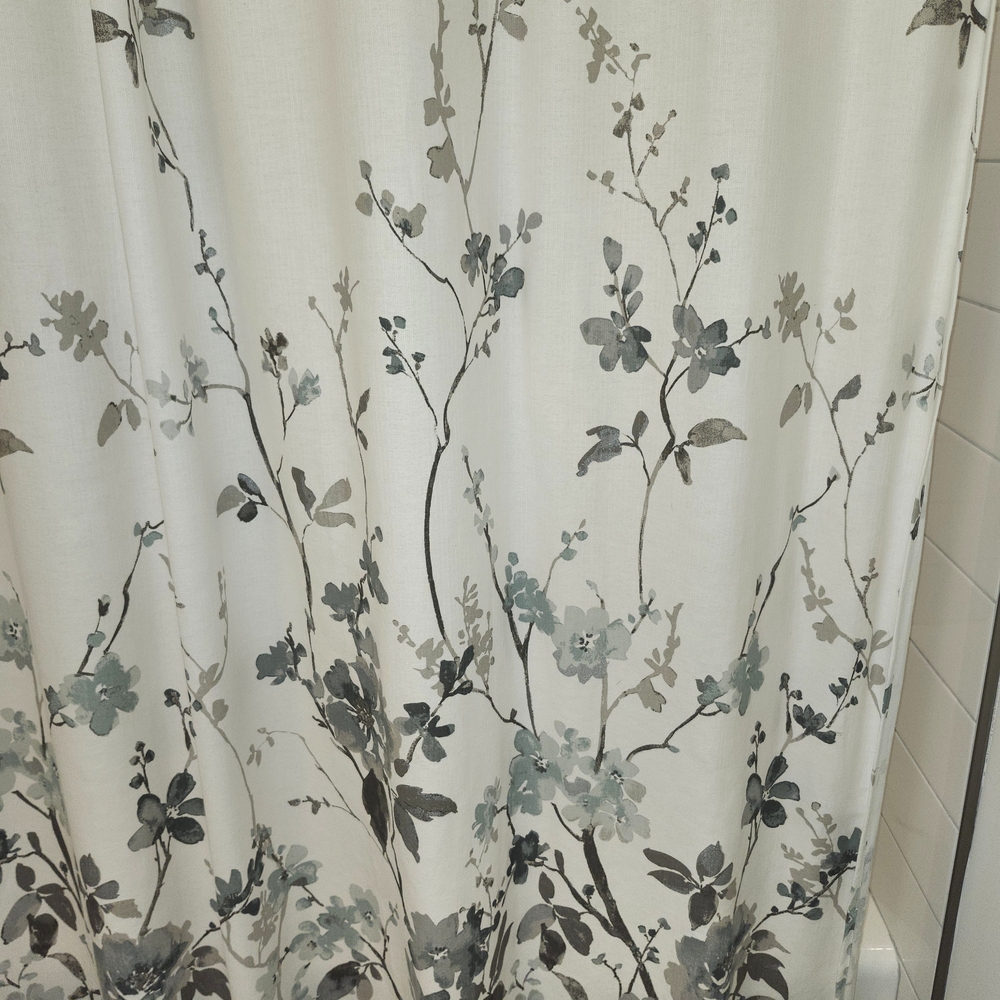 Floral Shower Curtain in White and Gray - Home Bath
